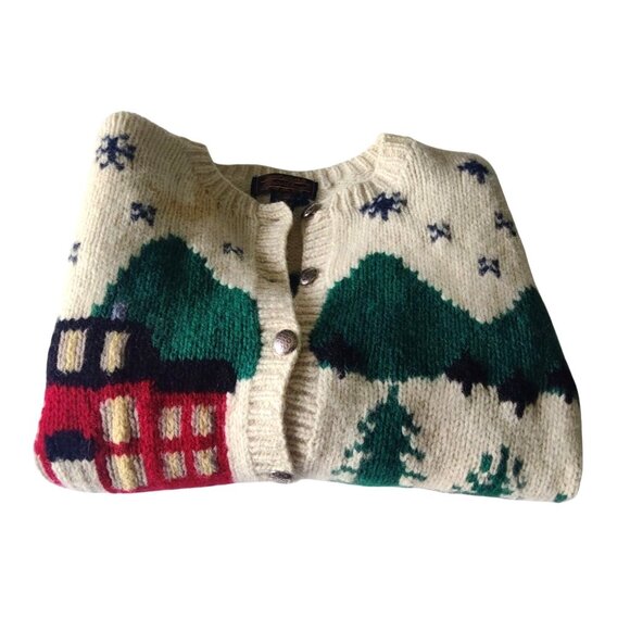 Vintage Eddie Bauer Women's Size Small Knit Village 100% Wool Cardigan Sweater - Picture 13 of 13